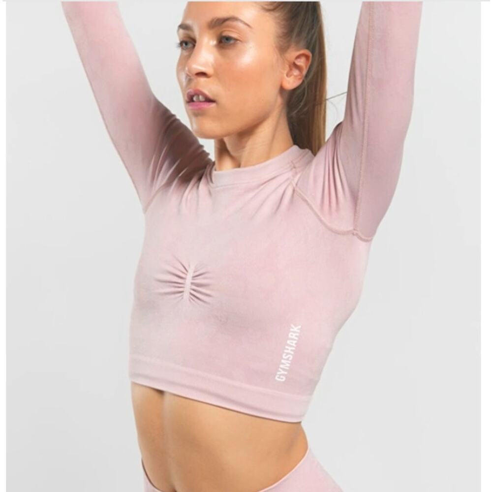 Gymshark sz S pink adapt camo seamless long sleeve crop top